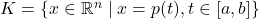 K= \left\{ x \in \mathbb{R}^n \mid x = p(t), t \in [a,b] \right\}