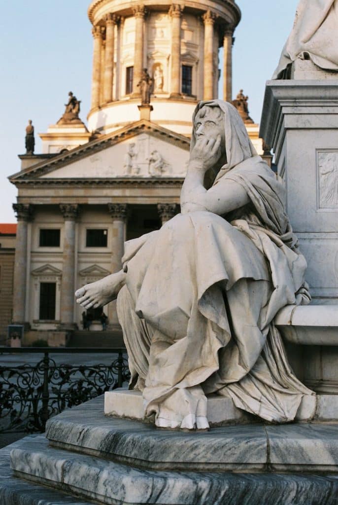 concrete statue on a public square